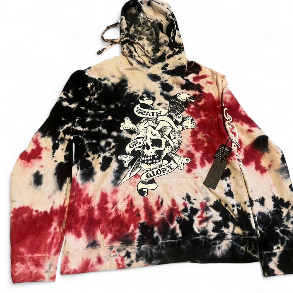 Ed Hardy tie dye hoodie with skull design, Size Sweatshirt